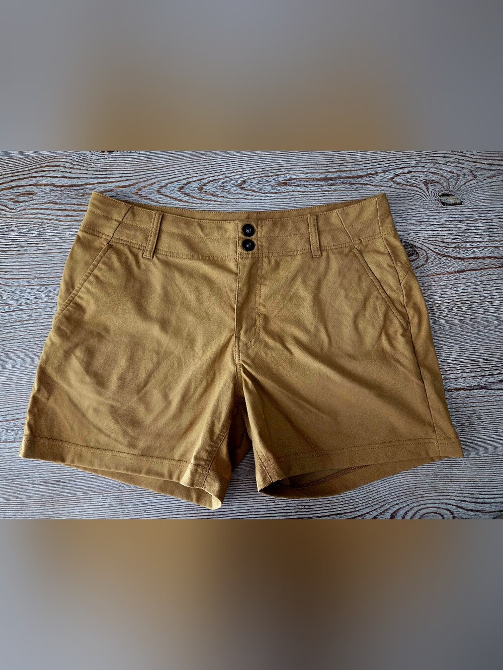 prAna Women's Alana 5" Shorts Size 14 Camel Tan Nylon (B28)